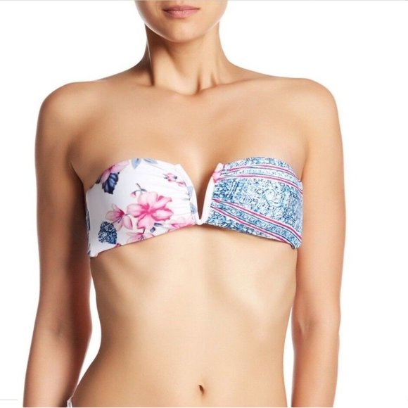 NEW Frankie's Bikinis 'India' Bandeau Top Floral-Stripe [SZ Medium‎ ] - Picture 11 of 11
